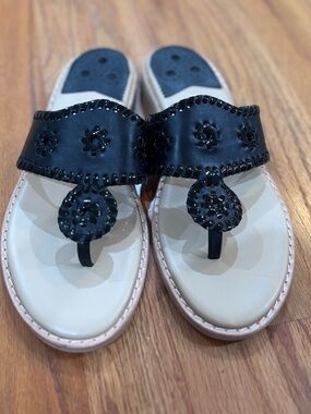 Jack Rogers Black Flat Sandals 8.5